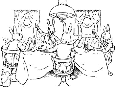 bunnies at a table